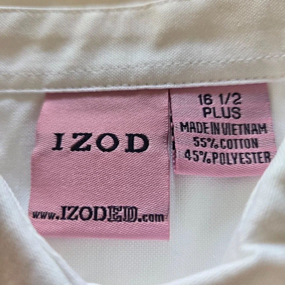Izod Girls Oxford Button Collar White Pocket Short Sleeve Shirt Plus Sz 16.5
